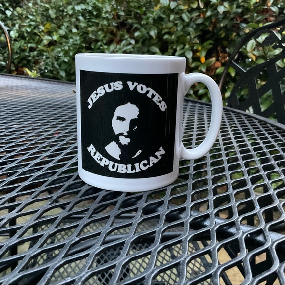 🐘🕊”Jesus Votes Republican” Black & White Ceramic Coffee Mug! - Picture 4 of 9